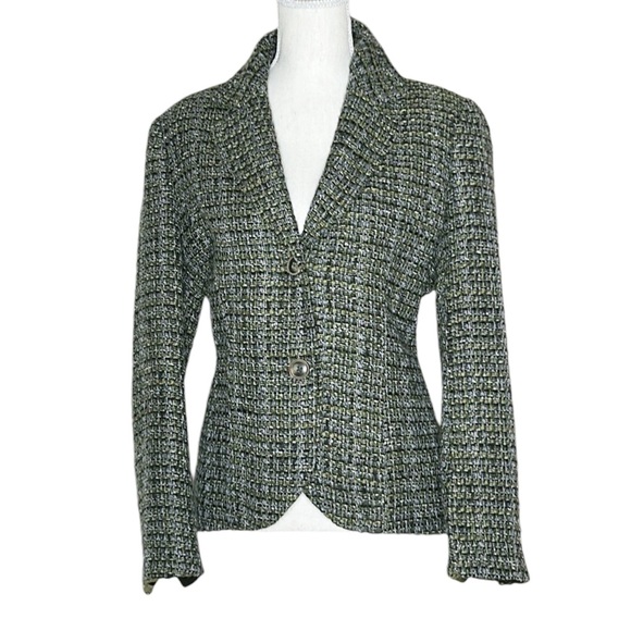 Coldwater Creek Green Tweed Two Button Blazer Size 12 - Picture 9 of 9
